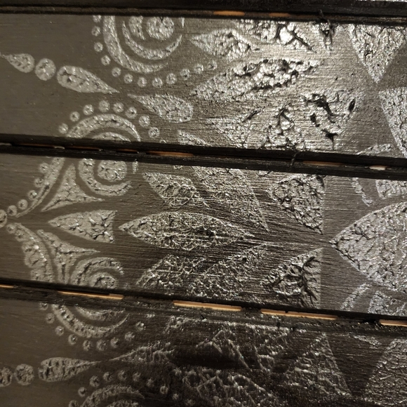 HANDCRAFTED Upcycled Black Wood Panel Board HANDPAINTED Mandala Wall Art Decor - Picture 9 of 17